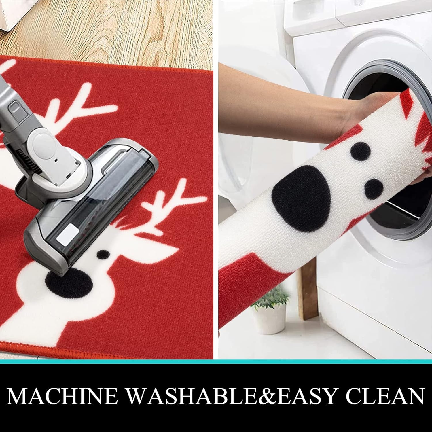 Peeking Reindeer Doormat Resist Dirt Entrance Rug Non Slip Christmas Welcome Mat Washable Xmas Doormat Entryway Front Door Merry Christmas Rug