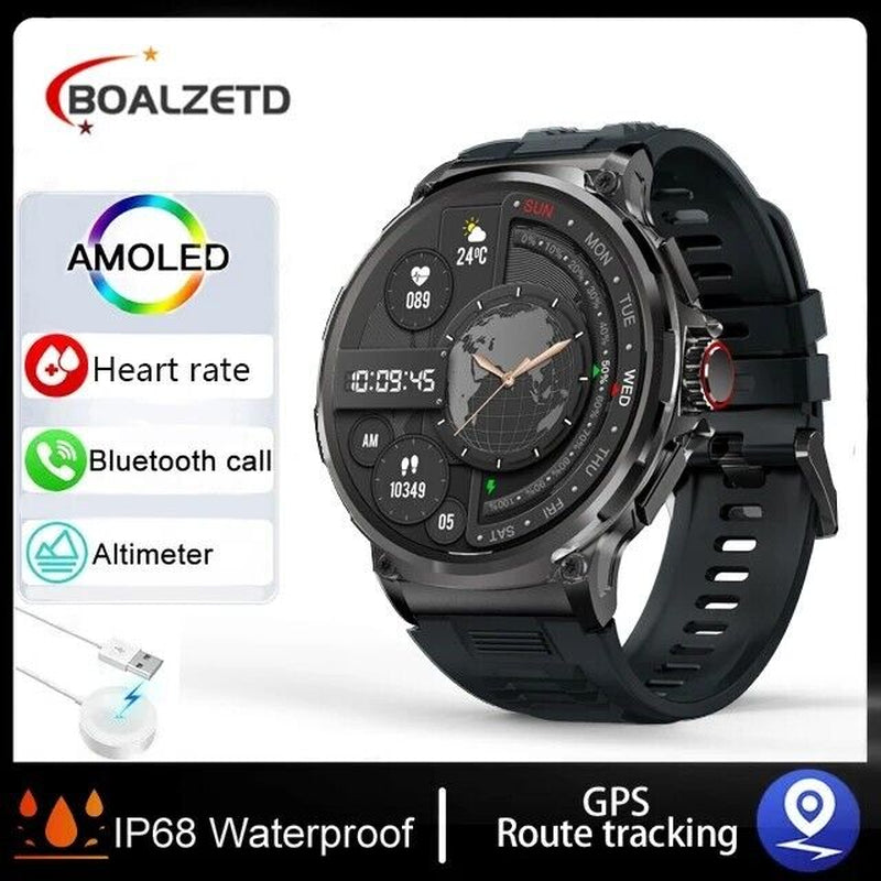 1.85" Ultra HD Smartwatch GPS Bluetooth Call Health Monitoring Watch Gym Gift