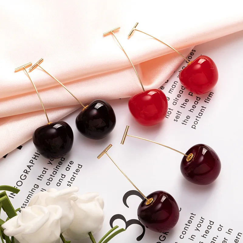 Delightful Cherry Drop Earrings - Sweet and Stylish Fruit-Inspired Jewelry for Every Occasion