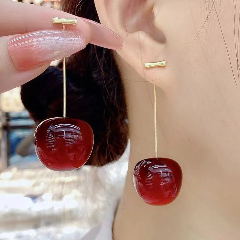 Delightful Cherry Drop Earrings - Sweet and Stylish Fruit-Inspired Jewelry for Every Occasion