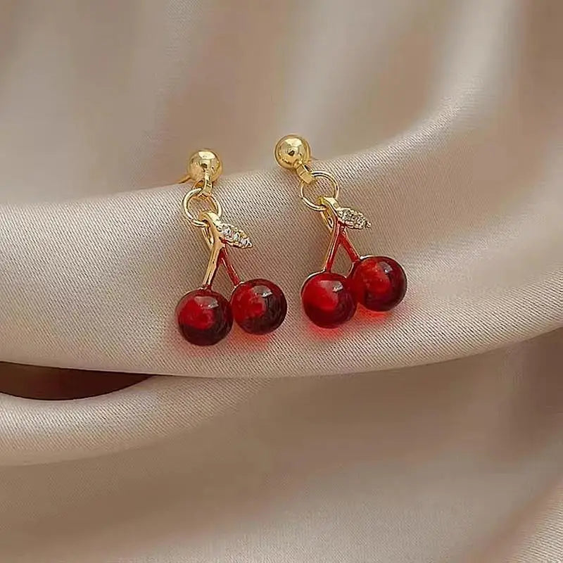 Delightful Cherry Drop Earrings - Sweet and Stylish Fruit-Inspired Jewelry for Every Occasion