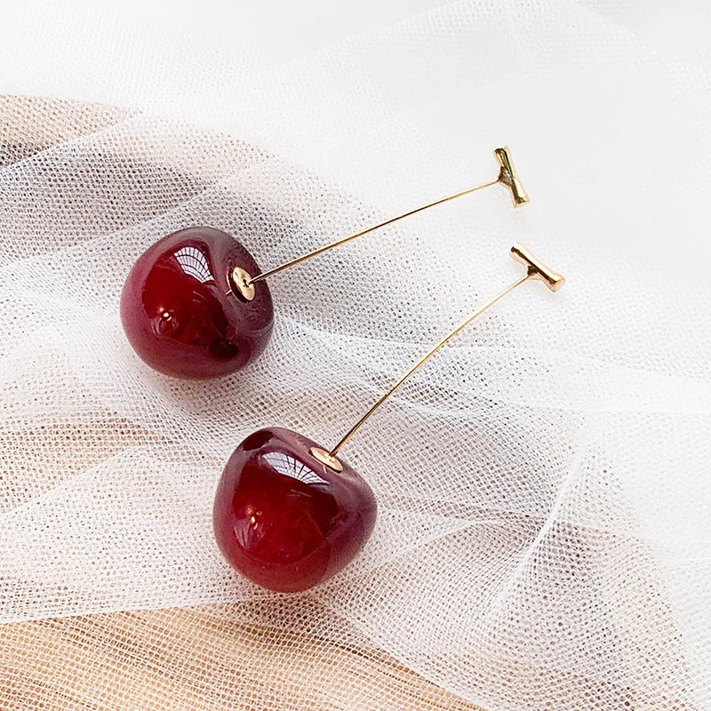 Delightful Cherry Drop Earrings - Sweet and Stylish Fruit-Inspired Jewelry for Every Occasion