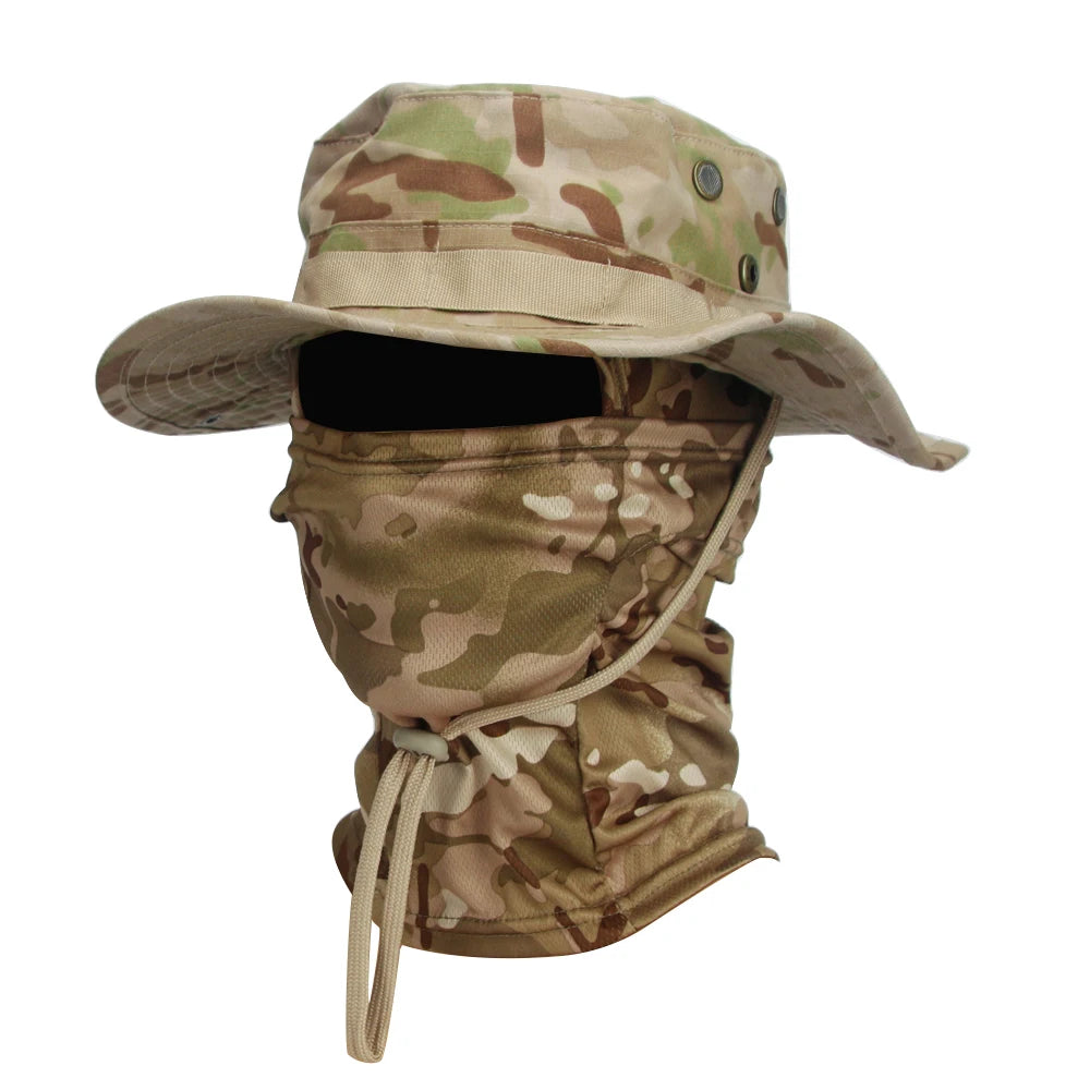 Ultimate Camouflage Boonie Cap & Balaclava Hat Combo - Foldable, Soft, and Perfect for Outdoor Hunting and Fishing with Wide Brim for Maximum Sun Protection