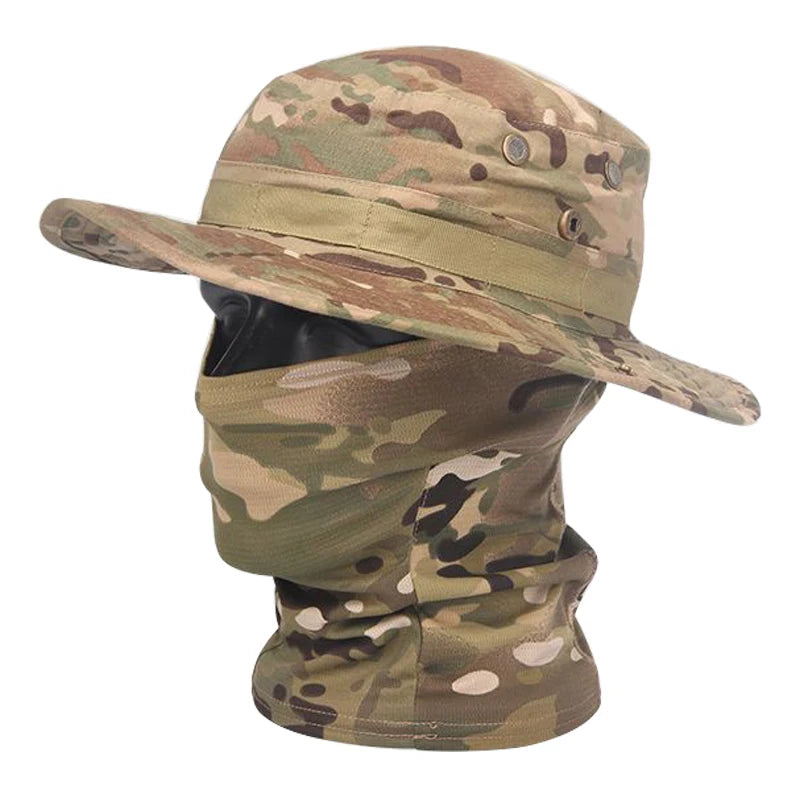 Ultimate Camouflage Boonie Cap & Balaclava Hat Combo - Foldable, Soft, and Perfect for Outdoor Hunting and Fishing with Wide Brim for Maximum Sun Protection