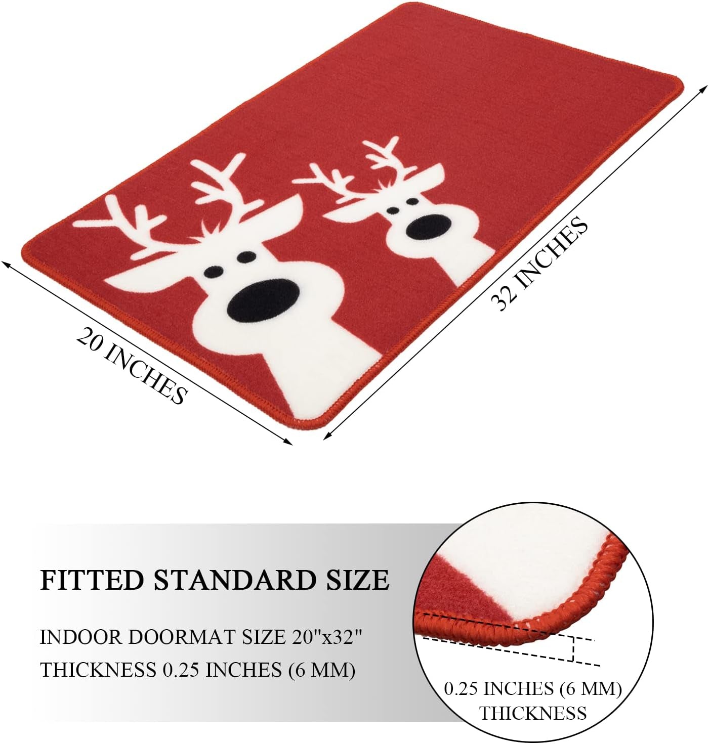 Peeking Reindeer Doormat Resist Dirt Entrance Rug Non Slip Christmas Welcome Mat Washable Xmas Doormat Entryway Front Door Merry Christmas Rug