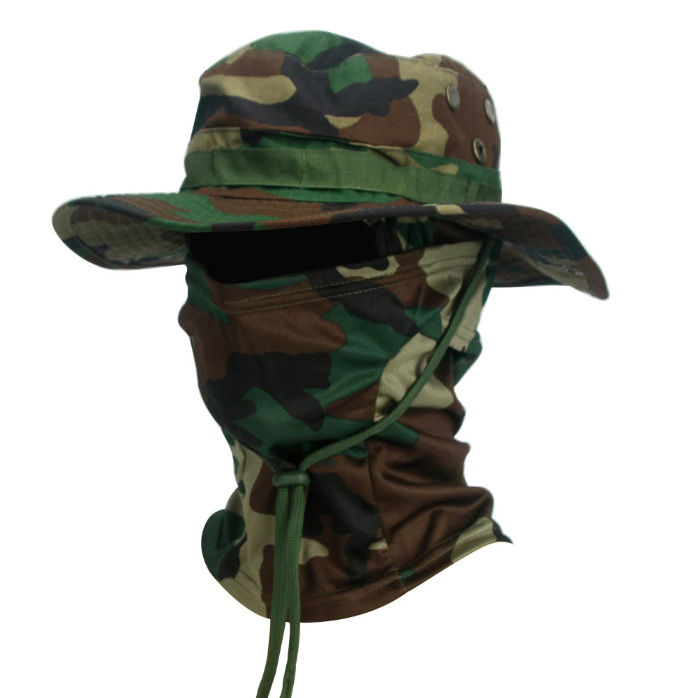 Ultimate Camouflage Boonie Cap & Balaclava Hat Combo - Foldable, Soft, and Perfect for Outdoor Hunting and Fishing with Wide Brim for Maximum Sun Protection