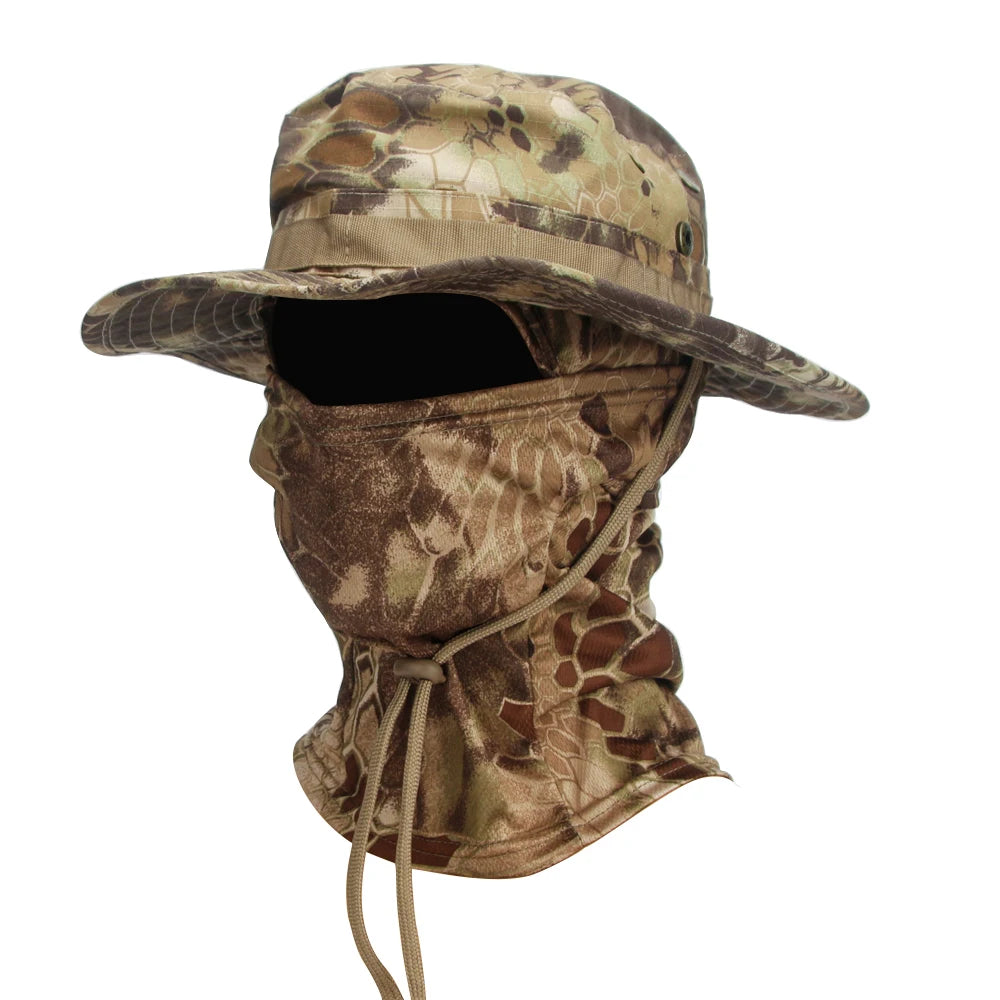 Ultimate Camouflage Boonie Cap & Balaclava Hat Combo - Foldable, Soft, and Perfect for Outdoor Hunting and Fishing with Wide Brim for Maximum Sun Protection