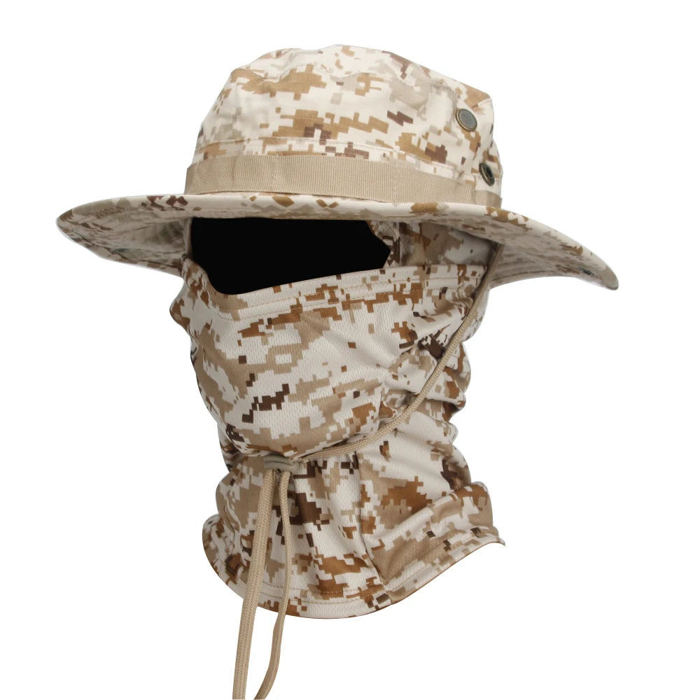 Ultimate Camouflage Boonie Cap & Balaclava Hat Combo - Foldable, Soft, and Perfect for Outdoor Hunting and Fishing with Wide Brim for Maximum Sun Protection