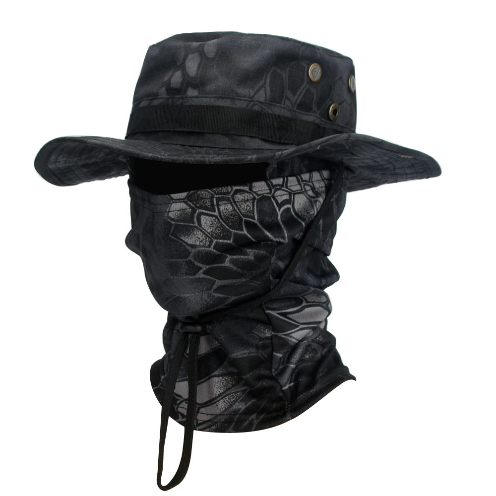 Ultimate Camouflage Boonie Cap & Balaclava Hat Combo - Foldable, Soft, and Perfect for Outdoor Hunting and Fishing with Wide Brim for Maximum Sun Protection