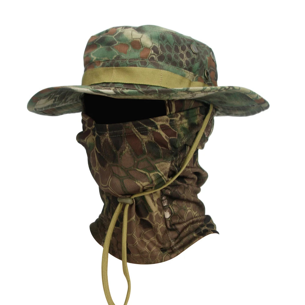 Ultimate Camouflage Boonie Cap & Balaclava Hat Combo - Foldable, Soft, and Perfect for Outdoor Hunting and Fishing with Wide Brim for Maximum Sun Protection