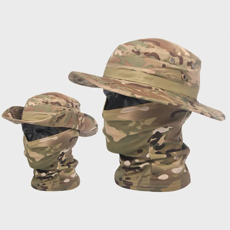 Ultimate Camouflage Boonie Cap & Balaclava Hat Combo - Foldable, Soft, and Perfect for Outdoor Hunting and Fishing with Wide Brim for Maximum Sun Protection