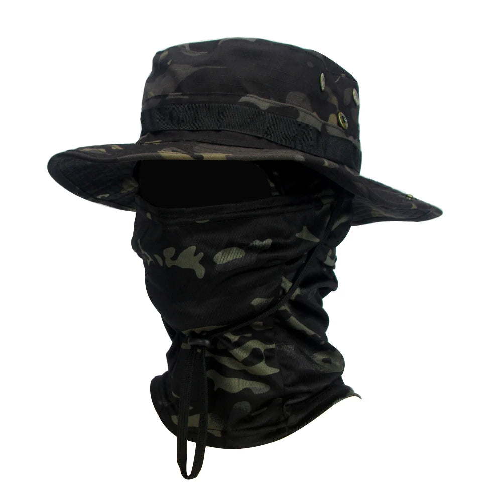 Ultimate Camouflage Boonie Cap & Balaclava Hat Combo - Foldable, Soft, and Perfect for Outdoor Hunting and Fishing with Wide Brim for Maximum Sun Protection