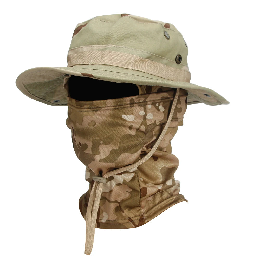 Ultimate Camouflage Boonie Cap & Balaclava Hat Combo - Foldable, Soft, and Perfect for Outdoor Hunting and Fishing with Wide Brim for Maximum Sun Protection