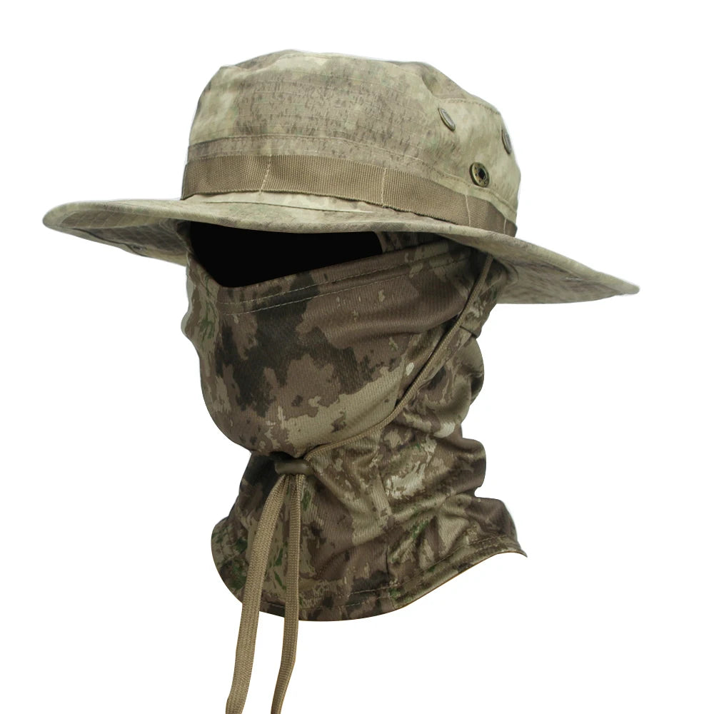 Ultimate Camouflage Boonie Cap & Balaclava Hat Combo - Foldable, Soft, and Perfect for Outdoor Hunting and Fishing with Wide Brim for Maximum Sun Protection