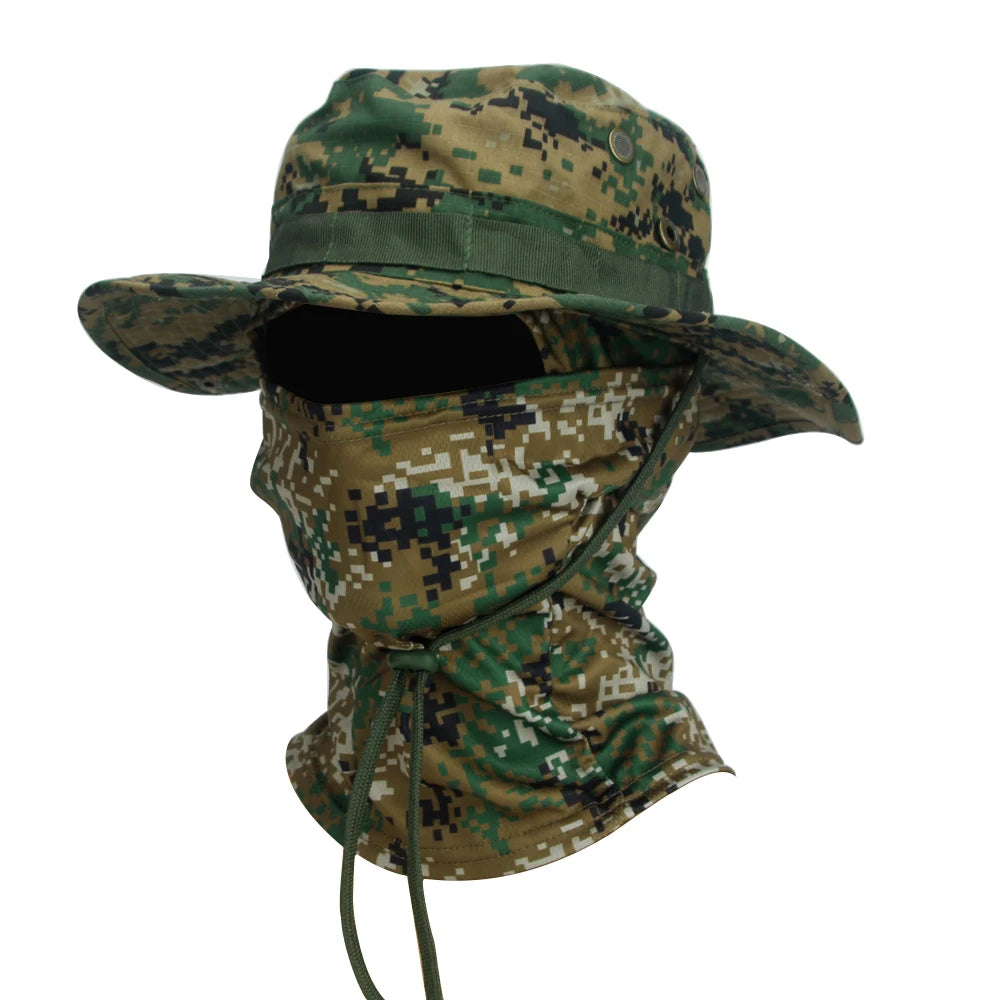 Ultimate Camouflage Boonie Cap & Balaclava Hat Combo - Foldable, Soft, and Perfect for Outdoor Hunting and Fishing with Wide Brim for Maximum Sun Protection