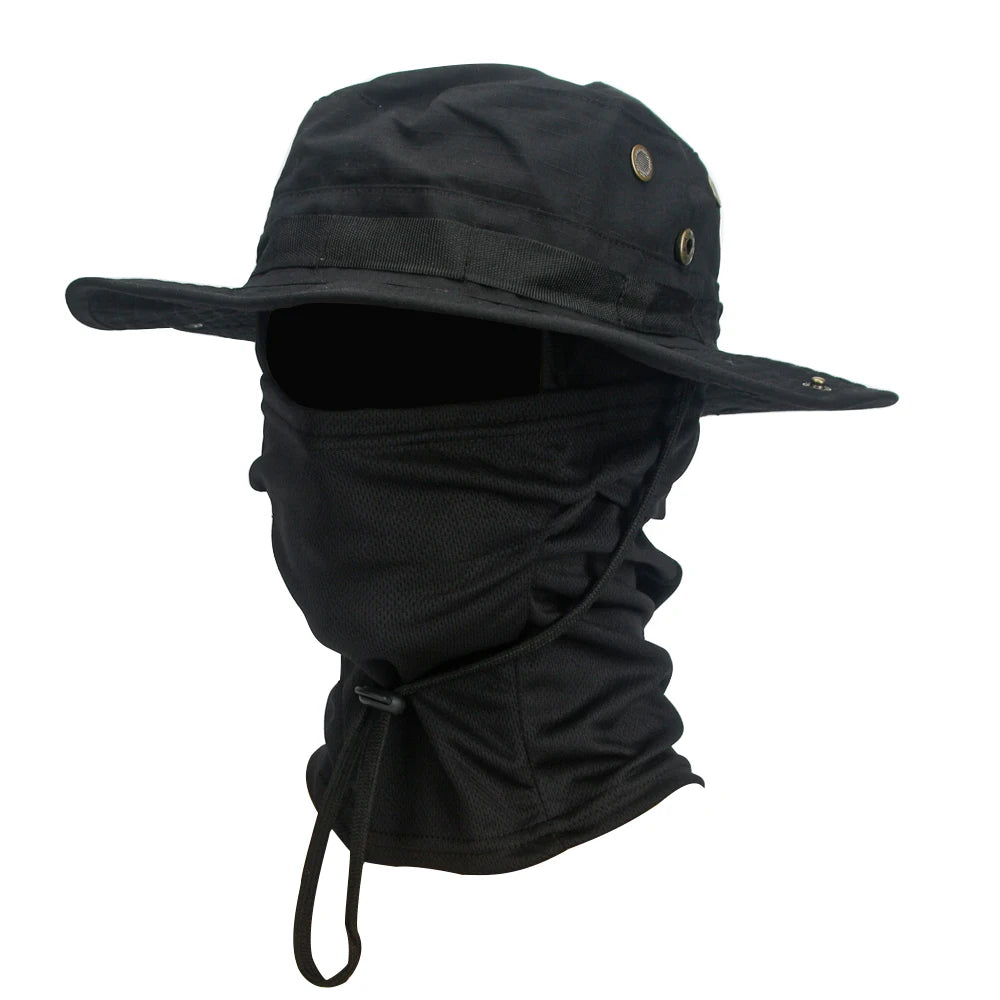 Ultimate Camouflage Boonie Cap & Balaclava Hat Combo - Foldable, Soft, and Perfect for Outdoor Hunting and Fishing with Wide Brim for Maximum Sun Protection