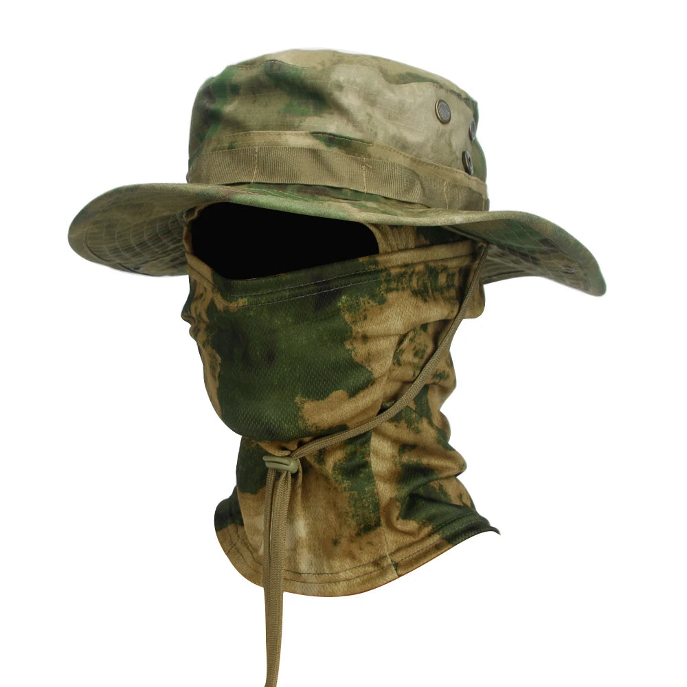 Ultimate Camouflage Boonie Cap & Balaclava Hat Combo - Foldable, Soft, and Perfect for Outdoor Hunting and Fishing with Wide Brim for Maximum Sun Protection