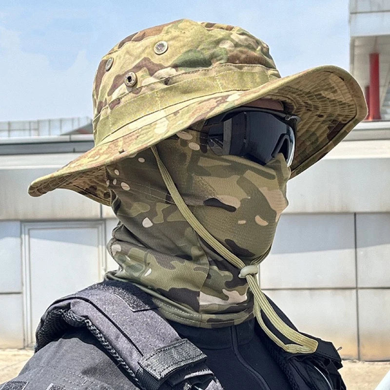 Ultimate Camouflage Boonie Cap & Balaclava Hat Combo - Foldable, Soft, and Perfect for Outdoor Hunting and Fishing with Wide Brim for Maximum Sun Protection
