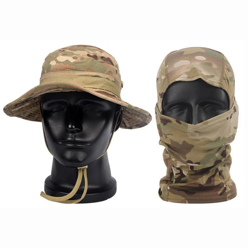 Ultimate Camouflage Boonie Cap & Balaclava Hat Combo - Foldable, Soft, and Perfect for Outdoor Hunting and Fishing with Wide Brim for Maximum Sun Protection